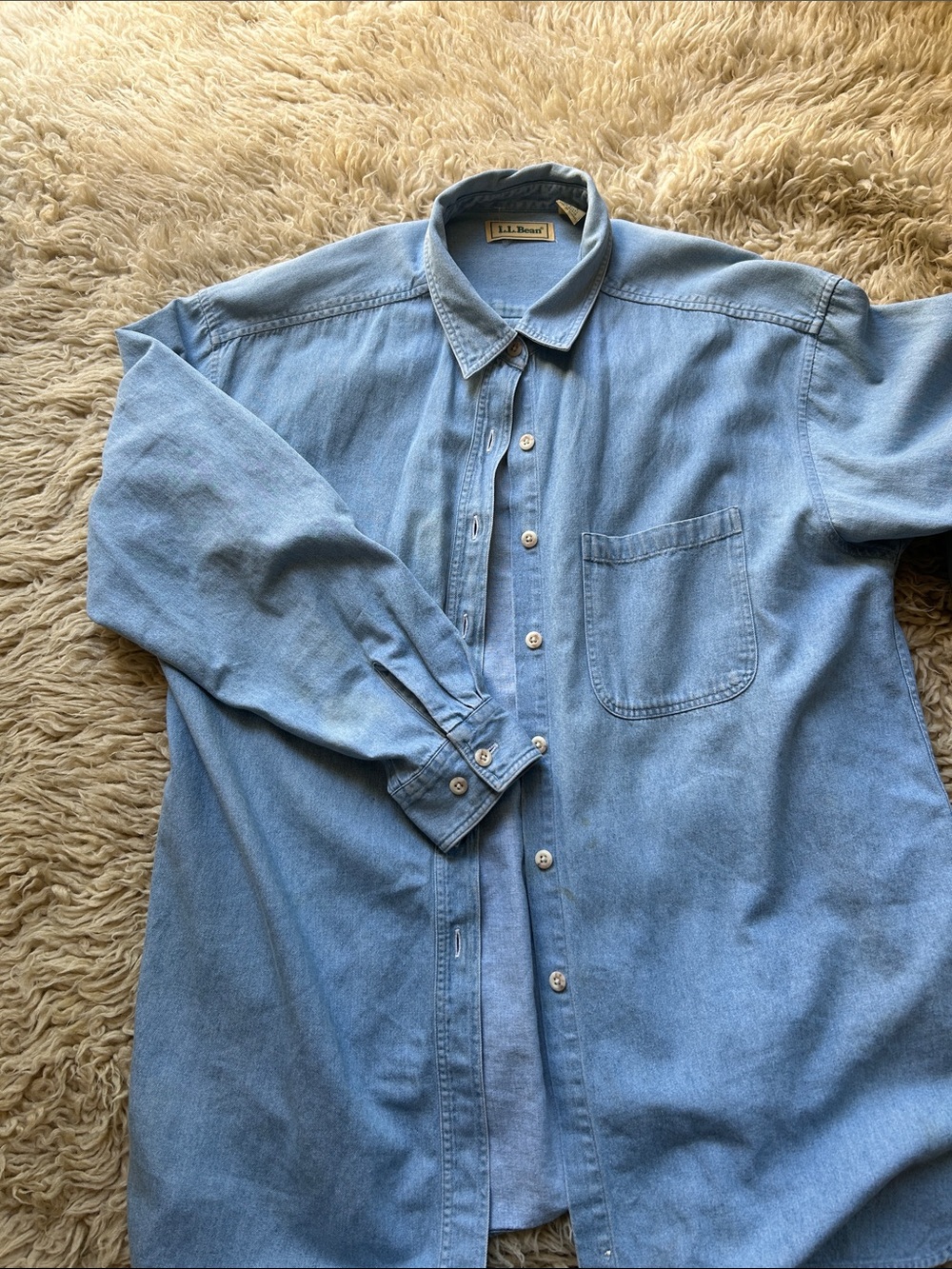 L.L. Bean Men’s Light Blue Denim Button-Down Shirt